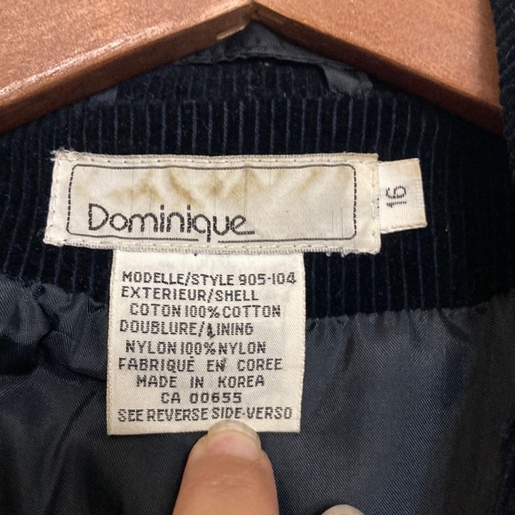 Vintage Blazer Womens Medium Black Cotton Corduroy Jacket Retro 80s Academia - Picture 13 of 15